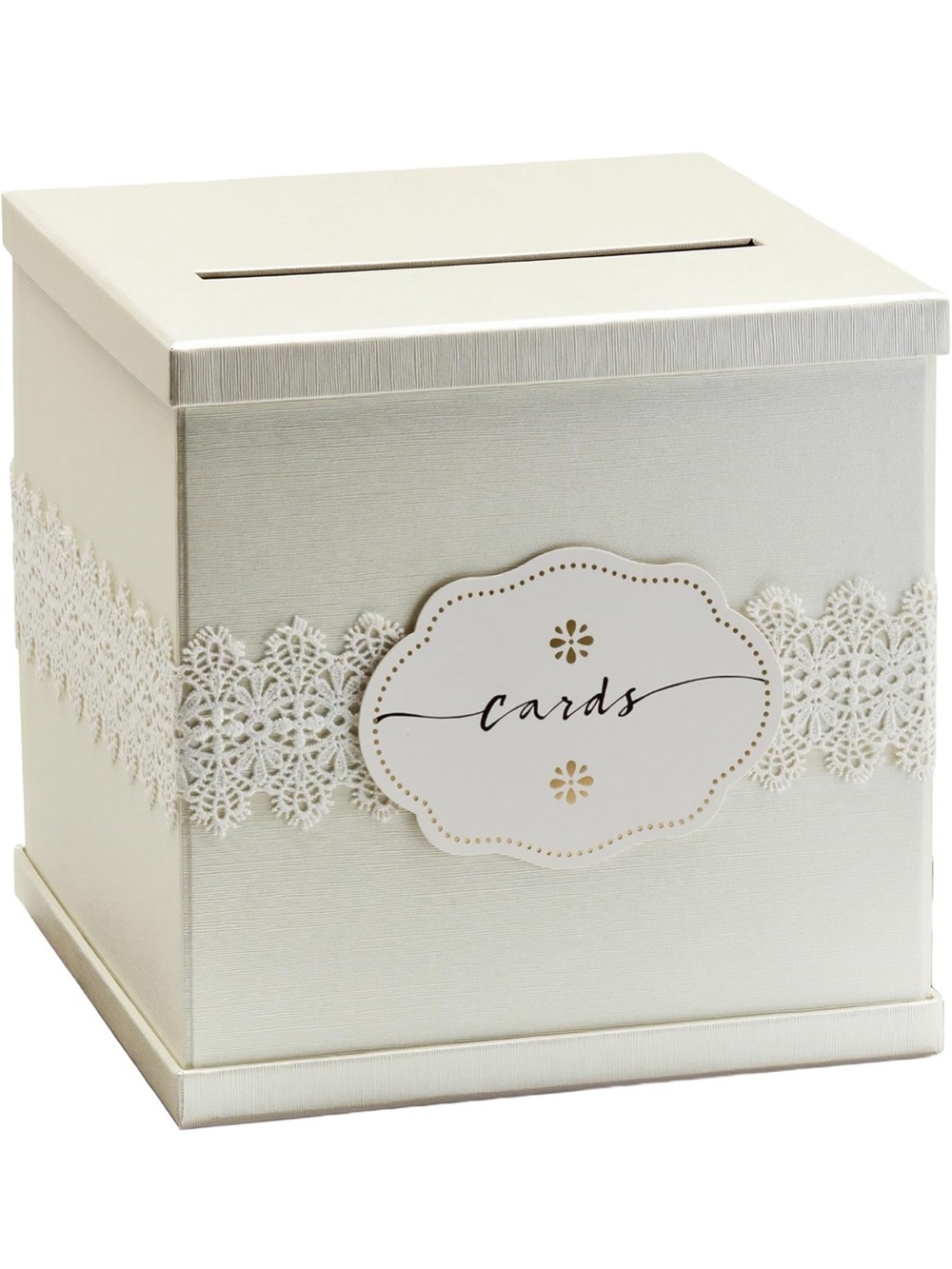 Elegant Cream Wedding Card Box with Lace Accent